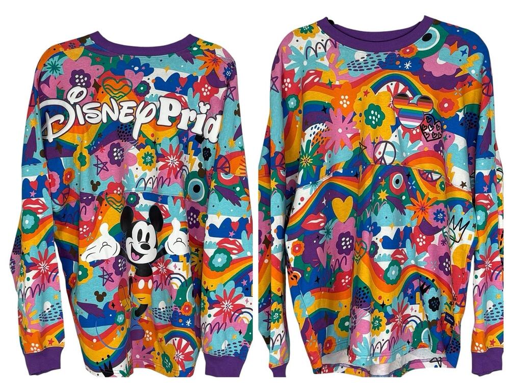 NWOT Disney Mickey Mouse Pride Adult Spirit Jersey Rainbow Pullover LGBTQ Size M